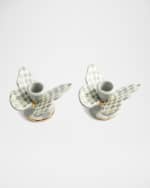 Image 1 of 3: MacKenzie-Childs Sterling Check Butterfly Candle Holders, Set of 2