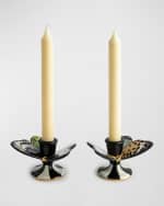 Image 2 of 3: MacKenzie-Childs Butterfly Toile Candle Holders, Set of 2