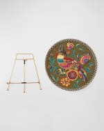Image 2 of 4: MacKenzie-Childs Parakeet Beaded Tray with Stand