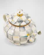 Image 3 of 3: MacKenzie-Childs 32 oz. Sterling Check Enamel Teapot 