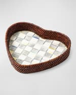 Image 1 of 2: MacKenzie-Childs Sterling Check Rattan Heart Tray