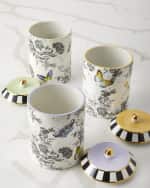 Image 2 of 3: MacKenzie-Childs Butterfly Toile Canisters, Set of 3