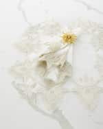 Image 2 of 2: Nomi K Hand-Embroidered Lace Linen Placemat 