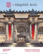 Image 8 of 8: Exquisite Rugs x THE MET Antique Loom Rust & Light Blue Rug, 3' x 12'