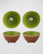 Image 4 of 4: Bordallo Pinheiro Kiwi Bowls, Set of 4