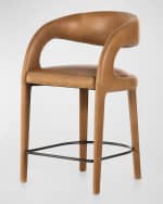 Image 1 of 5: Four Hands Hawkins Leather Counter Stool, 26"