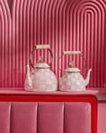 Image 4 of 7: MacKenzie-Childs Rosy Check Enamel Tea Kettle, 3qt.