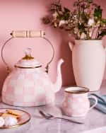 Image 5 of 7: MacKenzie-Childs Rosy Check Enamel Tea Kettle, 3qt.