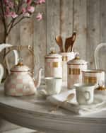 Image 2 of 7: MacKenzie-Childs Rosy Check Enamel Tea Kettle, 3qt.
