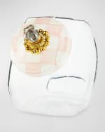 Image 1 of 7: MacKenzie-Childs Cookie Jar with Rosy Check Enamel Lid