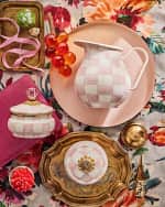 Image 4 of 5: MacKenzie-Childs Rosy Check Enamel Squashed Pot