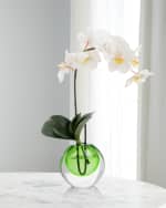 Image 1 of 2: John-Richard Collection Real Touch Teardrop Orchid 19" Faux Floral Arrangement in a Colored Glass Container