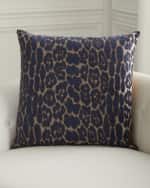 Image 1 of 3: D.V. KAP Home Ellina Blue Leopard-Pattern Pillow, 24" Square