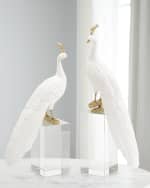 Image 2 of 2: John-Richard Collection White Peacock Sculpture on Crystal Base II
