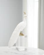Image 1 of 2: John-Richard Collection White Peacock Sculpture on Crystal Base II