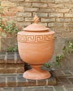 Image 3 of 4: Global Views 28" Villa Greek Key Terracotta Urn 