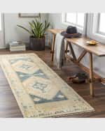 Image 2 of 3: Surya Rugs Anadolu Teal Hand-Knotted Runner, 2' x 10'