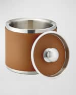 Image 2 of 3: Graphic Image Leather Ice Bucket with Tongs 