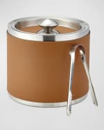Image 3 of 3: Graphic Image Leather Ice Bucket with Tongs 