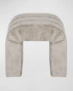 Image 2 of 6: Worlds Away Finch Channel-Tufted Chenille Stool