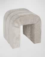 Image 3 of 6: Worlds Away Finch Channel-Tufted Chenille Stool