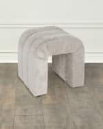 Image 1 of 6: Worlds Away Finch Channel-Tufted Chenille Stool