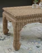 Image 4 of 6: Worlds Away Guinevere Rattan Coffee Table