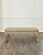 Image 1 of 6: Worlds Away Guinevere Rattan Coffee Table