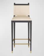 Image 2 of 6: Arteriors Burdock Leather Bar Stool, 32"
