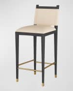 Image 1 of 6: Arteriors Burdock Leather Bar Stool, 32"