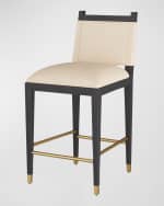 Image 1 of 6: Arteriors Burdock Leather Counter Stool, 27"