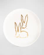 Image 1 of 2: Hunt Slonem Royal Rabbit Gold Leaf and Lacquer Tray