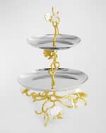 Image 2 of 5: Michael Aram Butterfly Ginkgo White & Gold Two Tier Etagere
