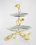 Image 3 of 5: Michael Aram Butterfly Ginkgo White & Gold Two Tier Etagere