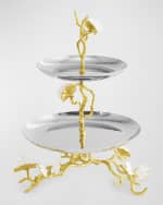 Image 1 of 5: Michael Aram Butterfly Ginkgo White & Gold Two Tier Etagere