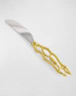 Image 5 of 6: Michael Aram Butterfly Ginkgo White & Gold Cheeseboard With Spreader