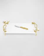 Image 1 of 6: Michael Aram Butterfly Ginkgo White & Gold Cheeseboard With Spreader