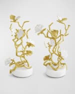 Image 2 of 4: Michael Aram Butterfly Ginkgo White & Gold Candleholders, Set of 2