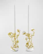 Image 3 of 4: Michael Aram Butterfly Ginkgo White & Gold Candleholders, Set of 2