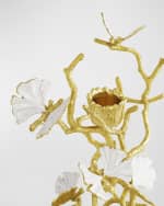Image 4 of 4: Michael Aram Butterfly Ginkgo White & Gold Candleholders, Set of 2
