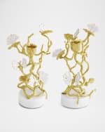 Image 1 of 4: Michael Aram Butterfly Ginkgo White & Gold Candleholders, Set of 2