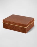 Image 1 of 3: AERIN Classic Croc-Embossed Leather Large Box