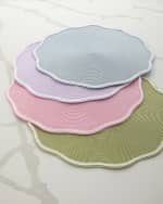 Image 3 of 5: Deborah Rhodes Piped Round Scallop Placemats, Set of 4