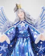 Image 3 of 5: Jay Strongwater Night Angel Glass Christmas Ornament 