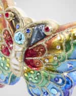 Image 4 of 5: Jay Strongwater Rainbow Butterfly Glass Christmas Ornament