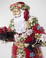 Image 3 of 5: Jay Strongwater Floral Santa 14K Gold-Plated and Crystal Figure