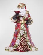 Image 1 of 5: Jay Strongwater Floral Santa 14K Gold-Plated and Crystal Figure