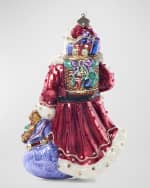 Image 2 of 6: Jay Strongwater Bountiful Santa Glass Christmas Ornament