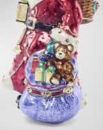 Image 4 of 6: Jay Strongwater Bountiful Santa Glass Christmas Ornament