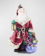 Image 1 of 6: Jay Strongwater Bountiful Santa Glass Christmas Ornament